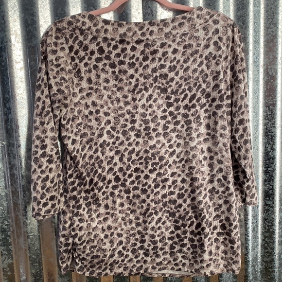 Coldwater Creek Cheetah Boat Neck 3/4 Sleeve Top - Picture 2 of 9